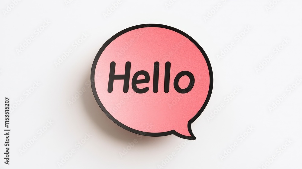 Poster colorful speech bubble with greeting text saying hello