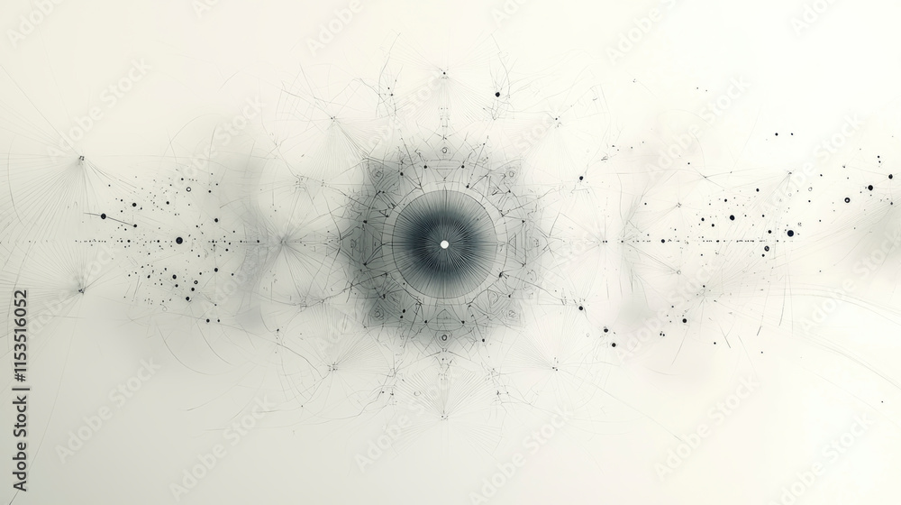 Poster Delicate gray lines create a mesmerizing pattern on a pristine white backdrop, inviting contemplation and sparking imagination in this serene piece