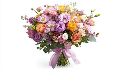 Beautiful and Colorful Flower Bouquet with Pastel Shades and Greens
