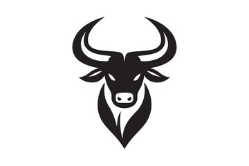 Bold Bull Head Silhouette Logo Design