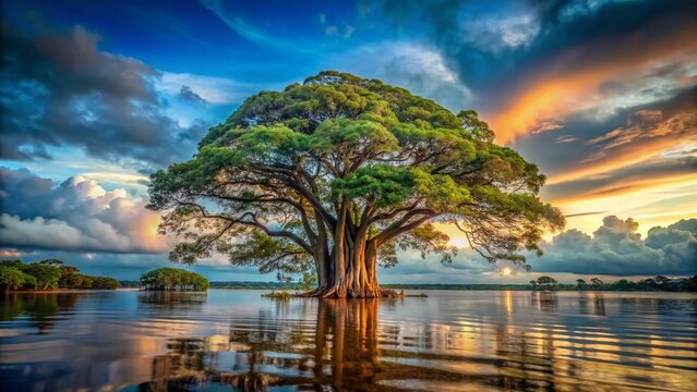 Majestic Sumauma Tree Submerged, Amazon Rainforest Flood