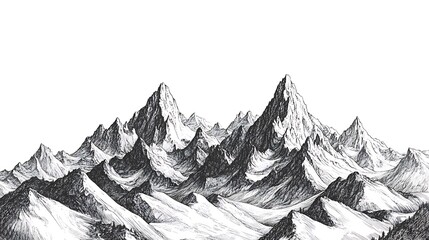 Intricately Detailed Hand-Drawn Sketch of Majestic Mountainscape. AI Generated