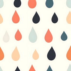 Minimalist Teardrop Pattern with Soft Muted Colors in Coral, Navy, Beige, and Cream Tones, Contemporary Design for Wallpaper, Fabric, and Decorative Applications