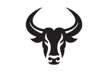 Bold Bull Head Silhouette Logo Design