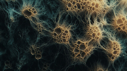 Macro view of textured organic material with intricate patterns and colors