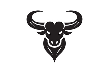 Bold Bull Head Silhouette Logo Design