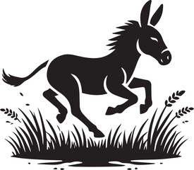 Running donkey silhouette