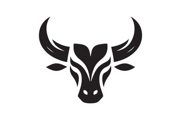 Bold Bull Head Silhouette Logo Design