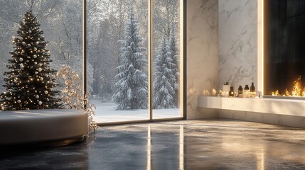 Frosty decor and a sleek stand for your product