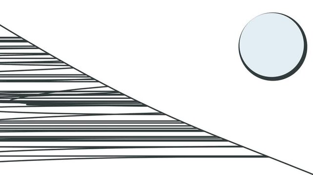 The image is divided diagonally into two parts. The lower zone is shaded with long lines. In the upper part there is a circle where the logo or other object will go.