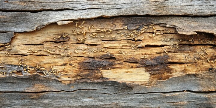 Termite damage on wood showcases the destructive power of termites. This image of damaged wood highlights how termites can compromise the integrity of wooden structures.