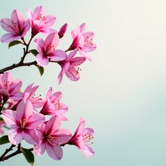 Pink rhododendron branch with blossoms and twigs in the foreground, branches, flowers, blossom