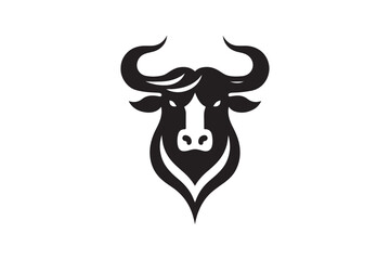 Bold Bull Head Silhouette Logo Design