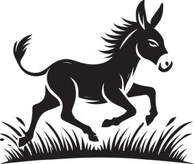 Running donkey silhouette