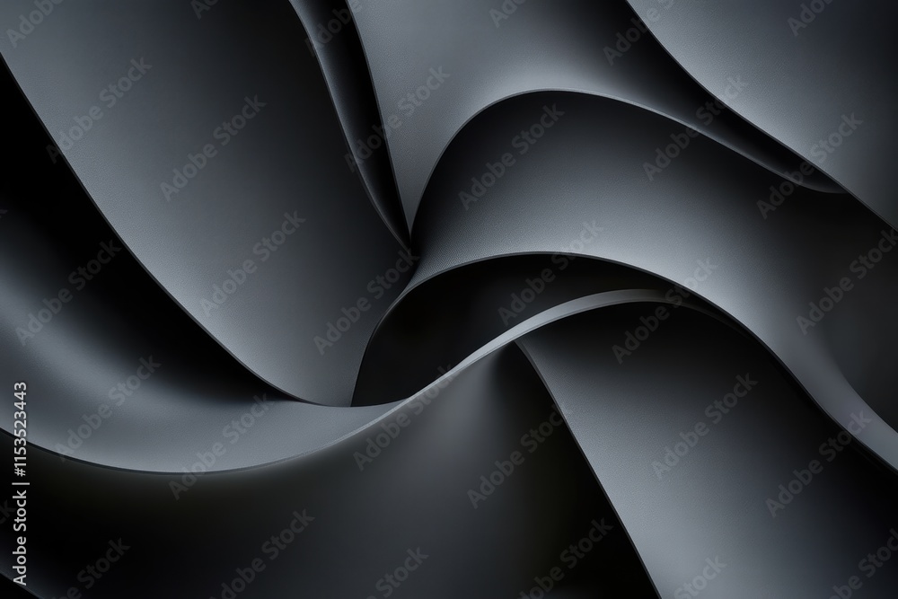 Poster curved smooth shapes on dark gray background create a modern abstract design