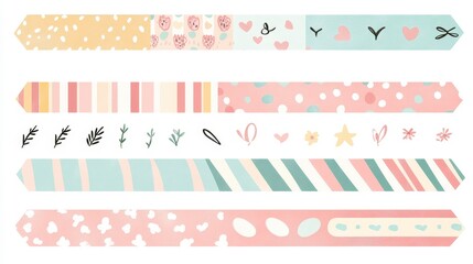 Colorful Decorative Washi Tapes with Artistic Designs and Patterns