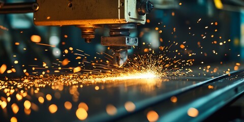 Steel cutting machine in action, efficiently cutting steel to precise dimensions. The steel cutting machine showcases its capabilities in delivering accurate steel cuts for various applications.
