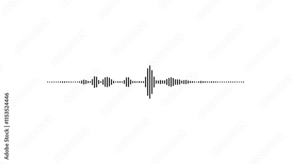 Poster black audio waveform spectrum animation. alpha channel, spectrum audio animation, wave form audio is