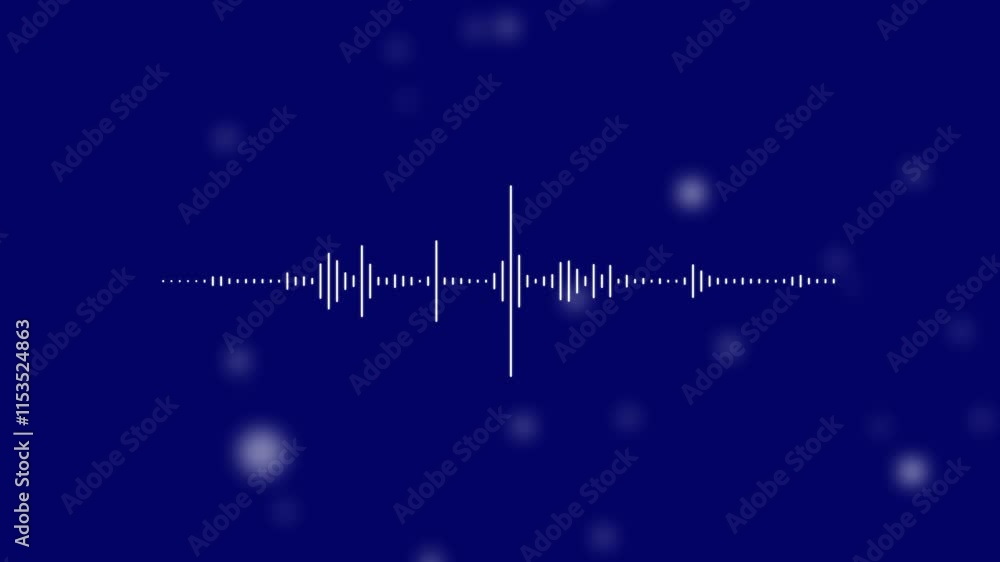 Poster white audio waveform spectrum animation on background. audio spectrum wave effect, waveform.