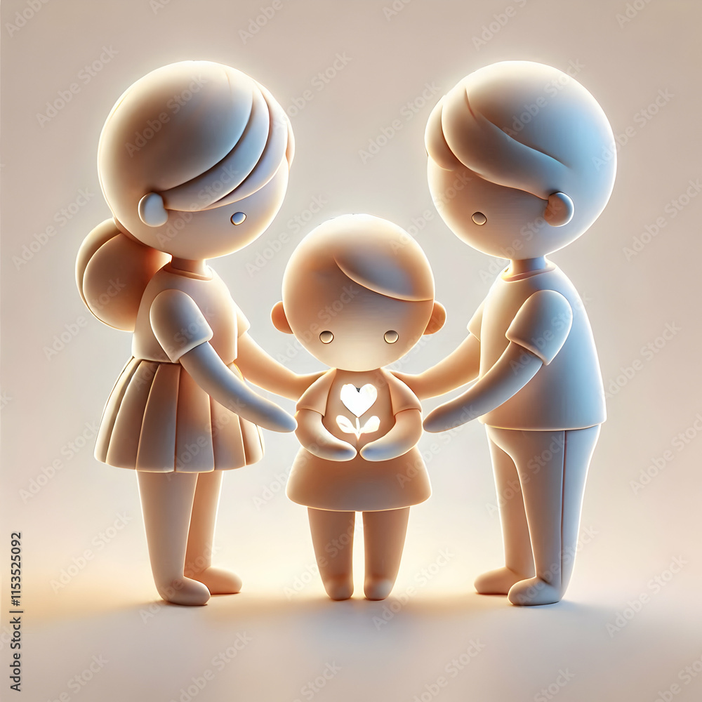 Aufkleber 3d soft abstract of siblings holding hands in a moment of support concept as a soft abstract image o