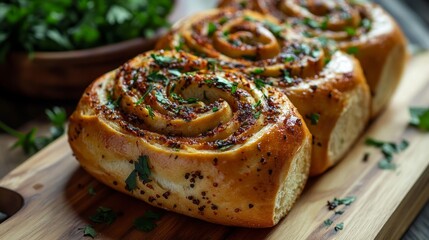 Spicy chili and parsley infused French bun brioch, showcasing a delightful blend of flavors in this flavorful French bun brioch creation. Perfect for culinary enthusiasts who enjoy unique taste