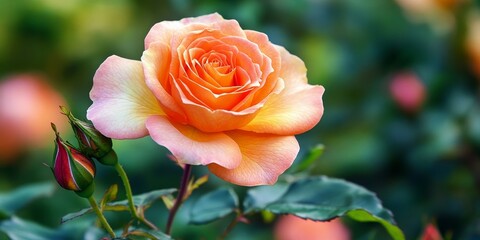 Vibrant rose blooming in a vibrant garden, showcasing the beauty of a tropical climate, where this stunning rose adds to the lush scenery and enhances the floral experience.