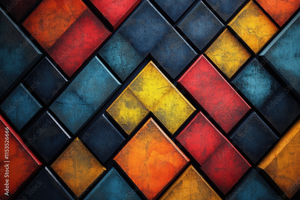 Aufkleber geometric pattern with neon triangles creating vibrant visual dynamics