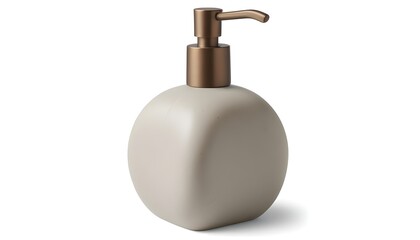 A gray stone soap mockup dispenser with a bronze-colored pump
