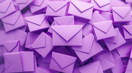Purple Envelopes Spread Across a Surface Creating a Colorful Background