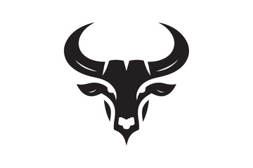 Bold Bull Head Silhouette Logo Design