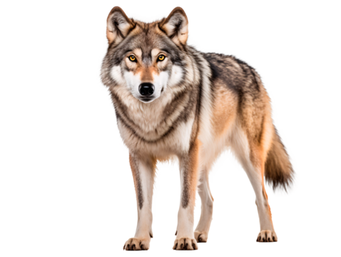 a wolf standing on a white background