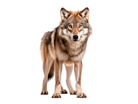 a wolf standing on a white background