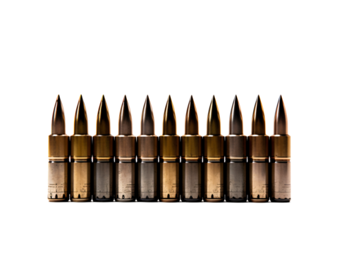 a row of bullets in a row