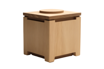 a wooden box with a round top