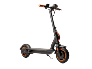 a black scooter with a handlebar