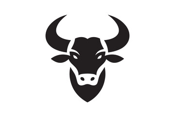Bold Bull Head Silhouette Logo Design