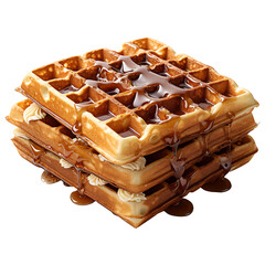 a stack of waffles with syrup
