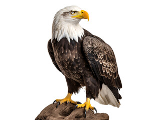 a bald eagle standing on a rock
