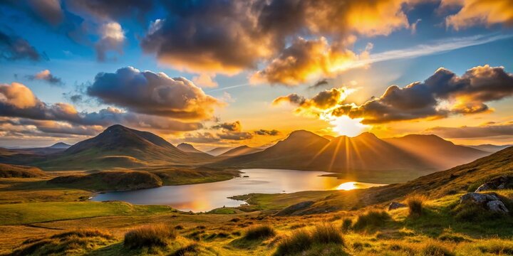 Minimalist Sunset Landscape: Knockan Crag National Nature Reserve, Scotland
