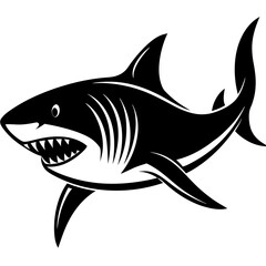 Tiger Shark Silhouette On White Background 