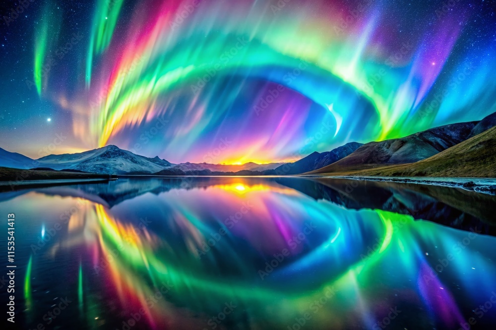 Poster mirror aurora rainbow wall vj loop background - abstract psychedelic visuals for events & design