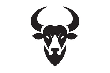 Bold Bull Head Silhouette Logo Design