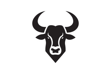 Bold Bull Head Silhouette Logo Design