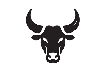 Bold Bull Head Silhouette Logo Design