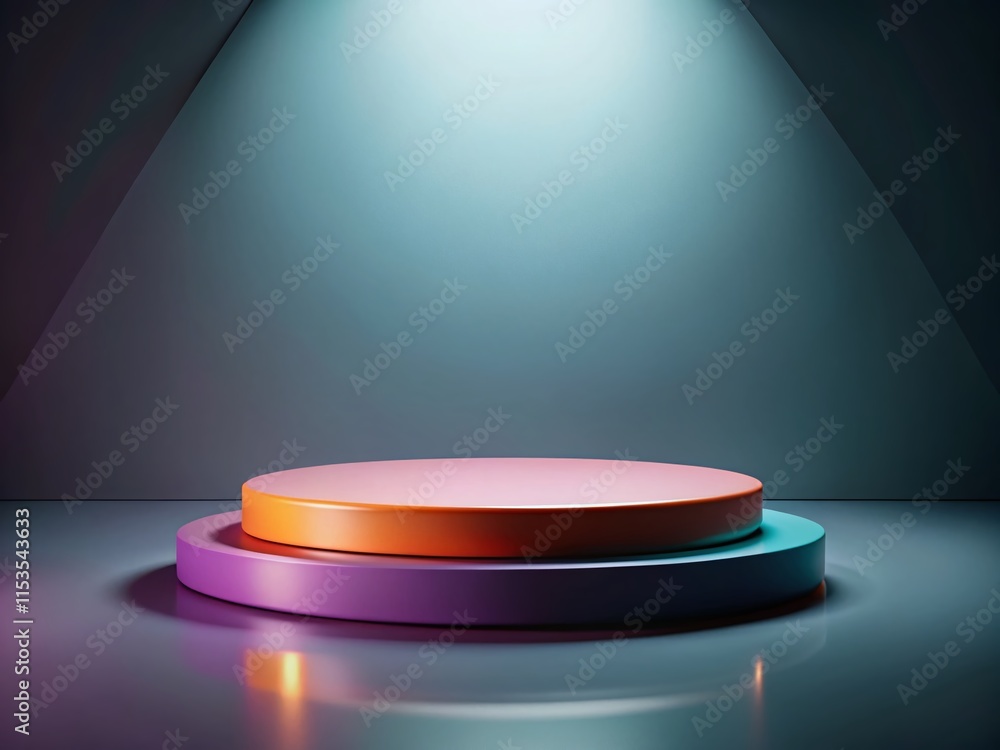 Poster modern dark circular 3d podium presentation display on gray gradient background - minimalist product