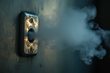 a photo of the outlet from which the smoke is coming out