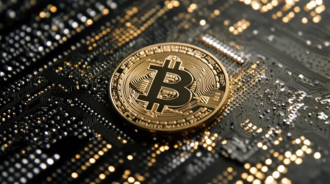Closeup of bitcon cryptocurrency investment
