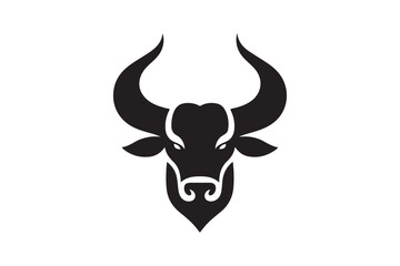 Bold Bull Head Silhouette Logo Design