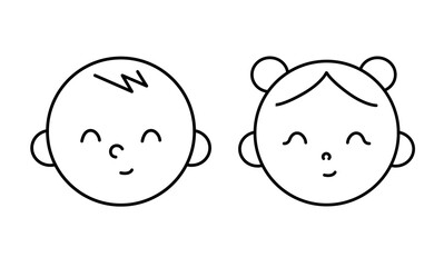 Line icons of male and female. Cute and simple icon set.