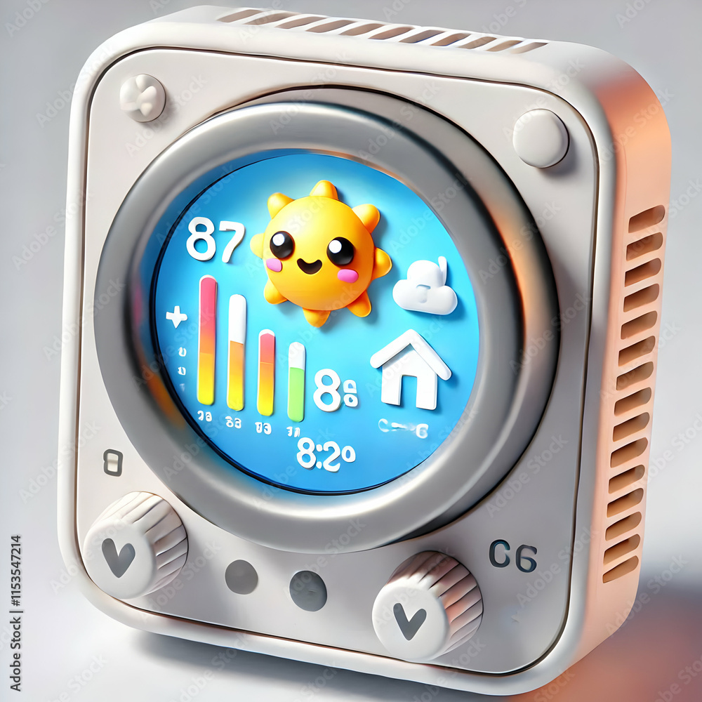 Poster 3d macro smart thermostat display concept energy saving settings home management
